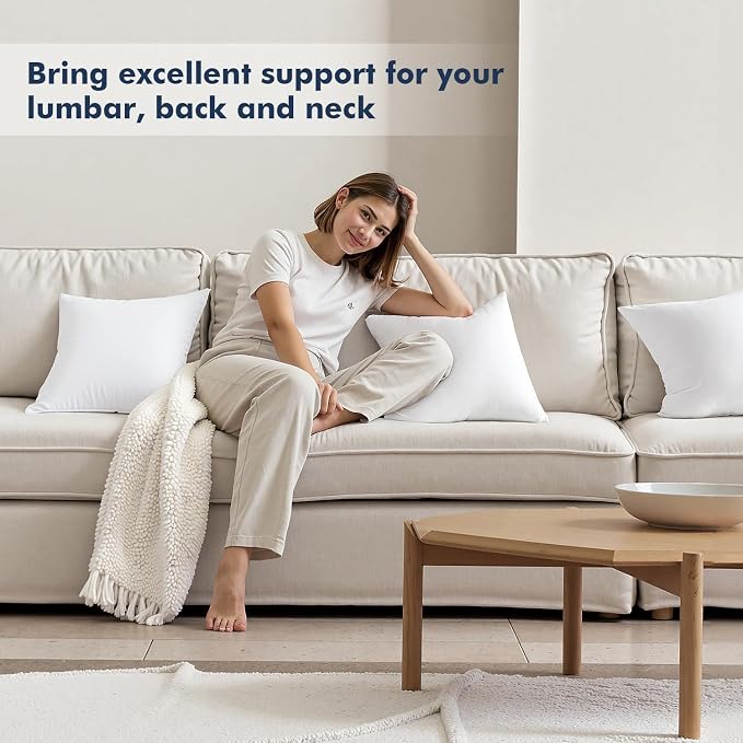MIULEE Pillows Standard Size Set of 2, Pack of 2 20x26 Inch 100% Virgin Fiber Filling Bed Couch Pillows