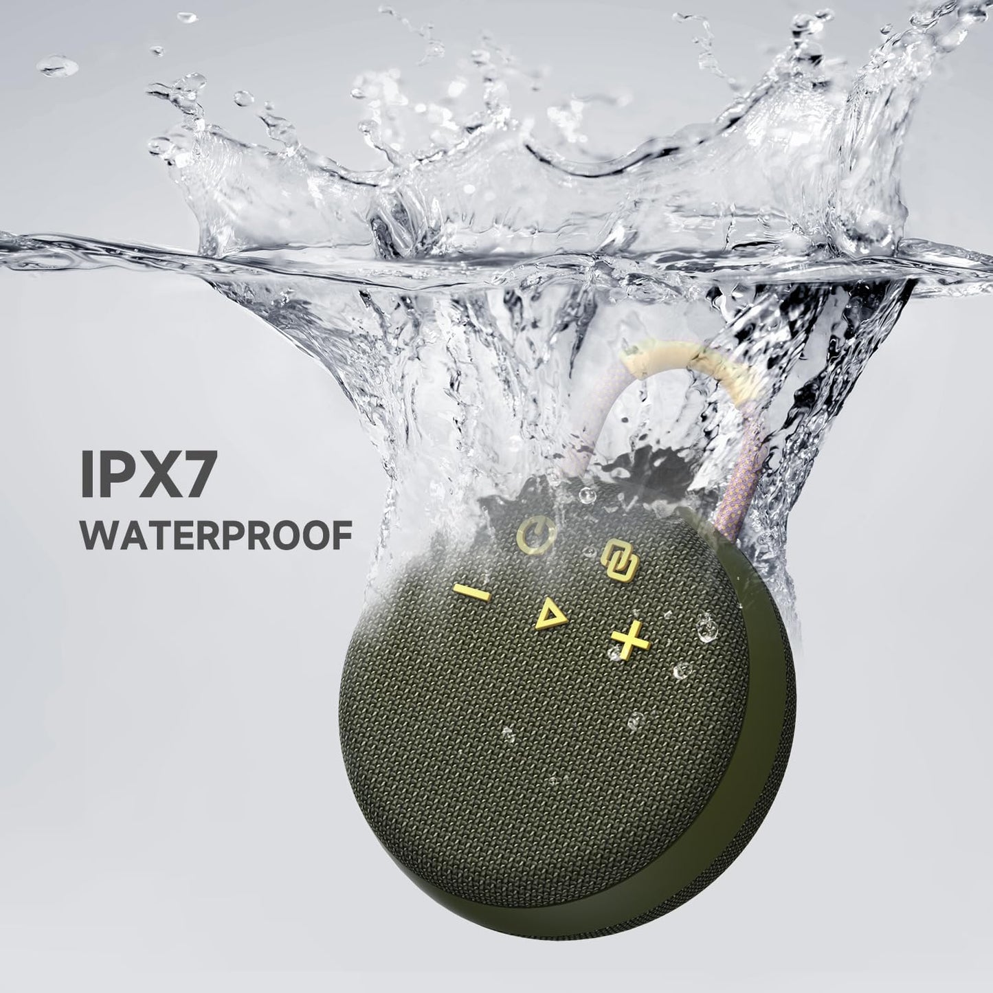 Musibaby 5.3, Packs, Rugged Mini Clip-On Speaker BT Waterproof Build, Shock-Resistant Rubber Shell, Great for Camping