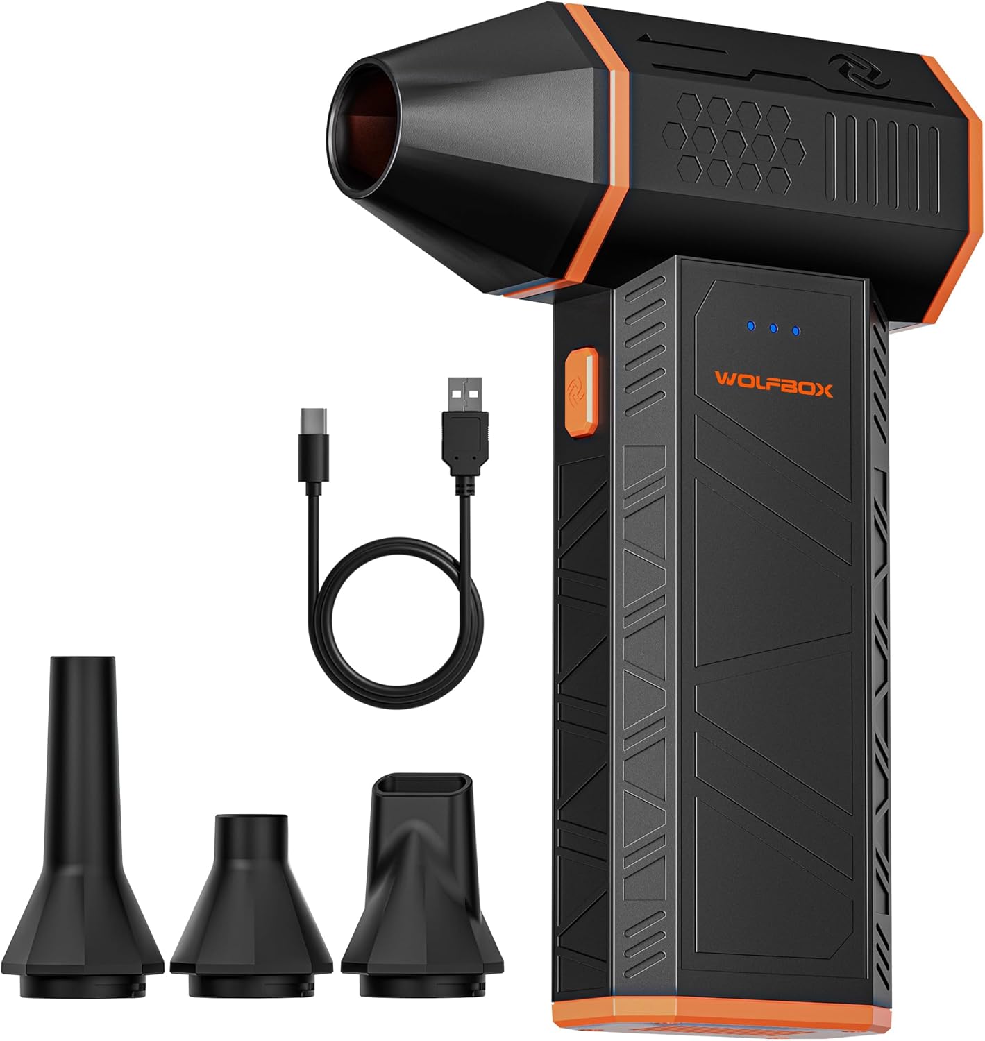 50 Duster-110000RPM 3-Gear WOLFBOX MegaFlow Compressed Air Super Power Electric Air Duster, Adjustable Mini Blower