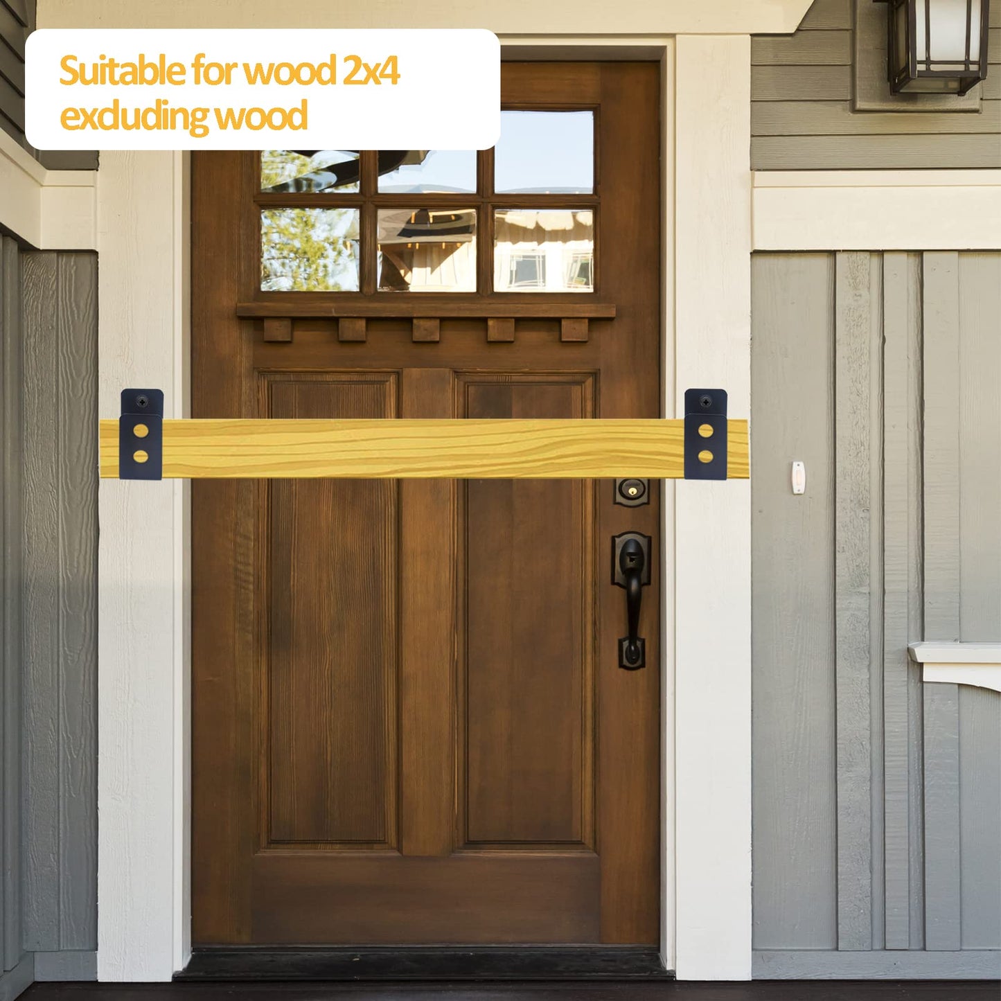 Door Barricade Brackets, 2 Pack 2x4 Door Barricade Brackets Door Security Barricade Brackets Bar Security Holder for Home, Barn, Shed, Garage, Gate to Security Door Reinforcement Fits 2x4 Bars, Black