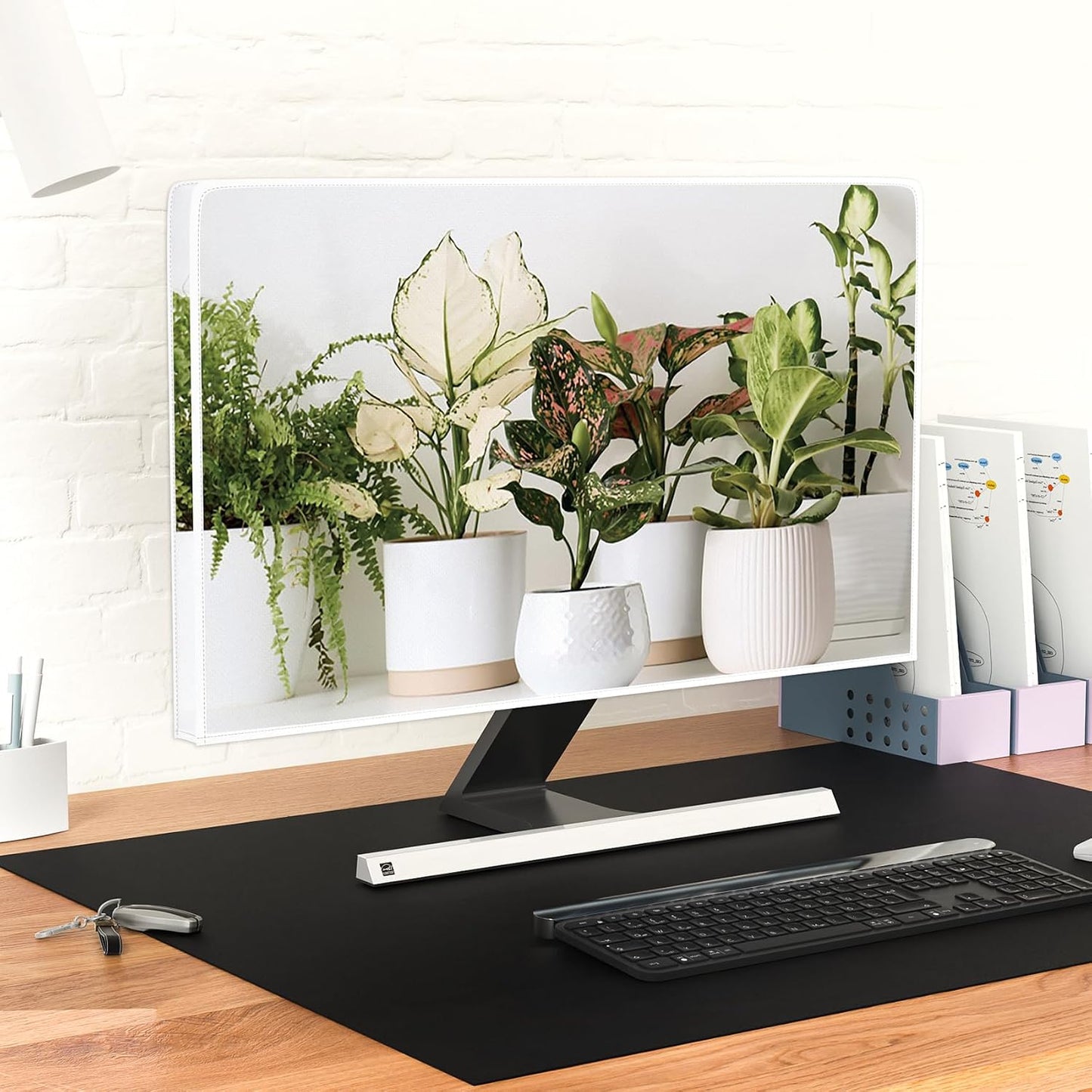 22, 23, 24, 25 Inch Baocicco Potted Plant Monitor Dust Cover Green Potting Botanical Leaf Monitor Accessories Laptop TV