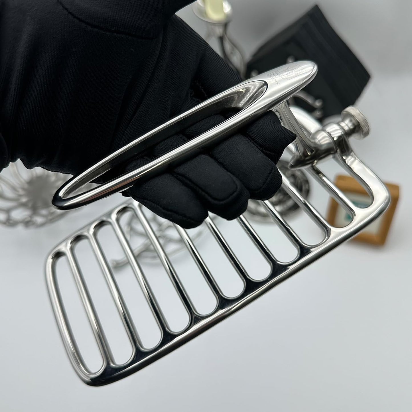 qAp quality art Practical Skeleton Grill Press with Sear Marks - Heavy Duty Stainless Steel Grill Weight for Even Cooking, Faster Grilling, Flat Burgers & Steaks - Dishwasher Safe