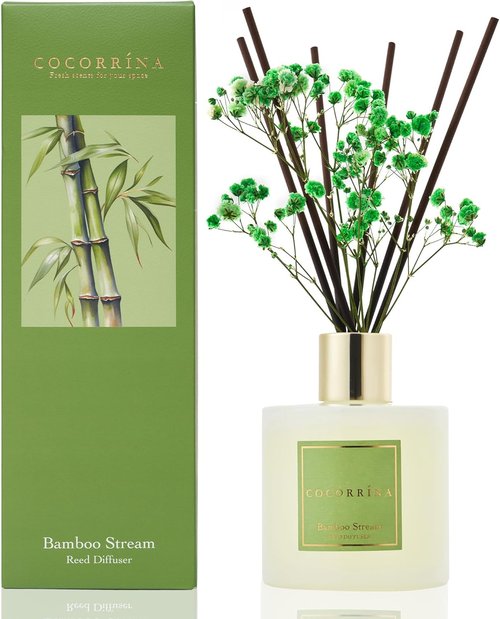 Cocorrína Reed Diffuser - Bamboo Stream Scented Home Fragrance with 8 Sticks | Elegant Bathroom Decor