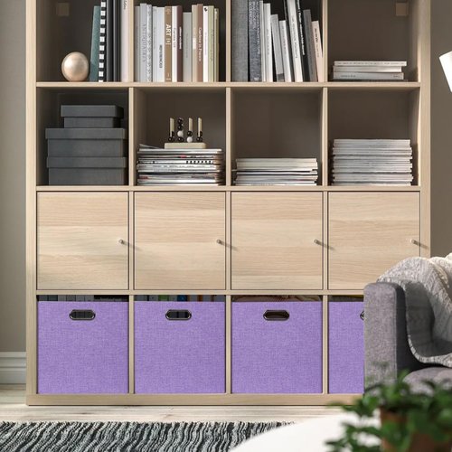 Foldable Storage Cube Bins by [Brand Name] - 13x15x13 Fabric Organizer Baskets | 4 Pack in Purple for Home & Office