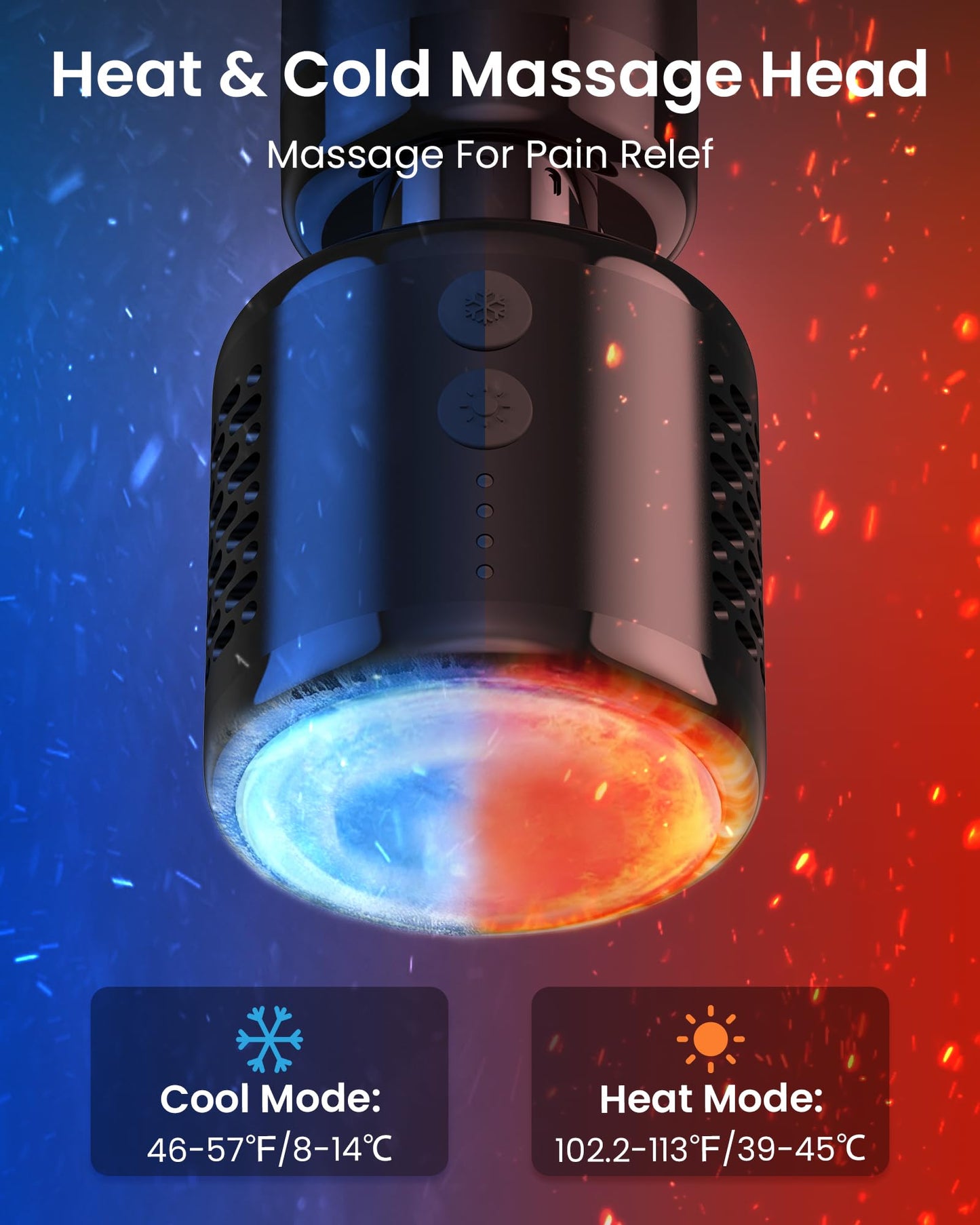 NAPRE Massage Gun with Heat and Cold,Massage Gun Deep Tissue with Extension Handle & 3 Adjustable Angles,Handheld Percussion Back Massager for Muscle/Neck/Body Pain Relief,6 Heads,with Case