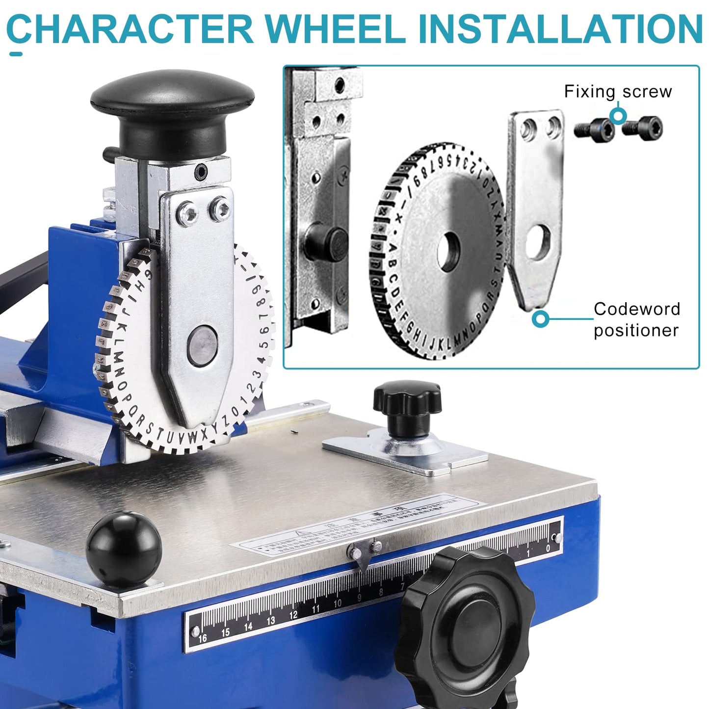 Consfly Metal Nameplate Stamping Machine Semi-Automatic Embosser Label Printing Marking Machine Dog Tag Printer (3mm Character Wheel)