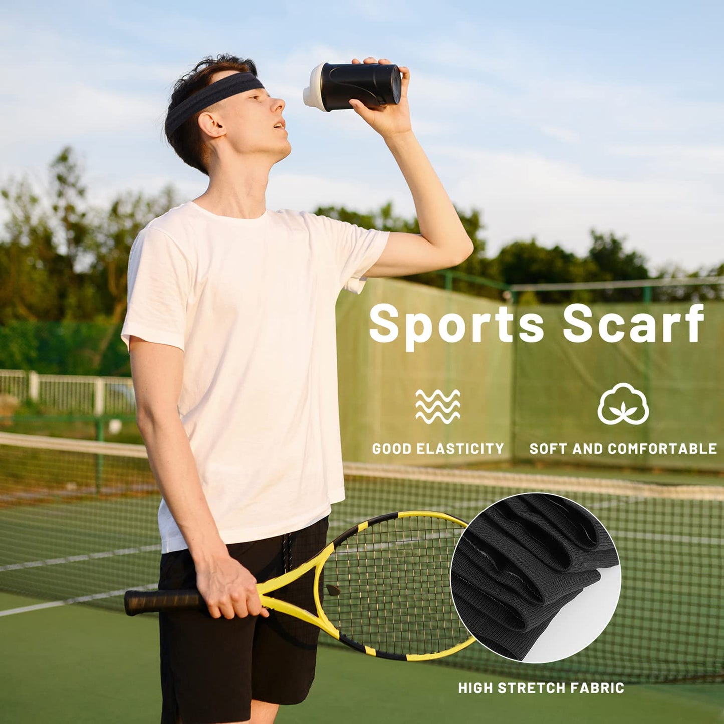 ONEYE Black Workout Headbands for Women Men Non Slip Sport Silicone Sweatbands Elastic Hair Bands Yoga Running Sports Travel Indoor Fitness Gym with 5 PCS