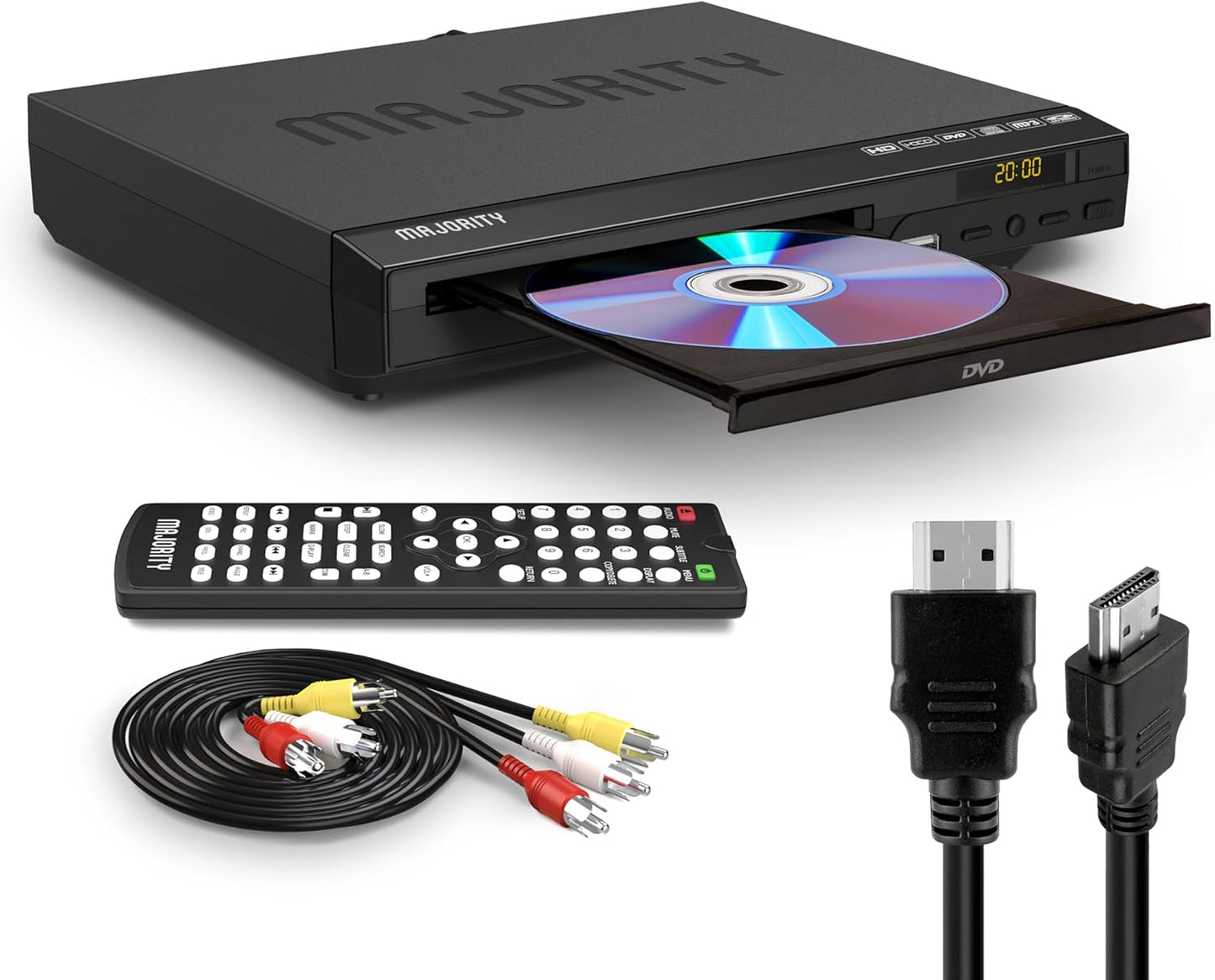 Majority 1080P MP3 HDMI DVD Player for TV | Region Free DVD Players for Smart TV | Mini DVD Player with USB, CD & |