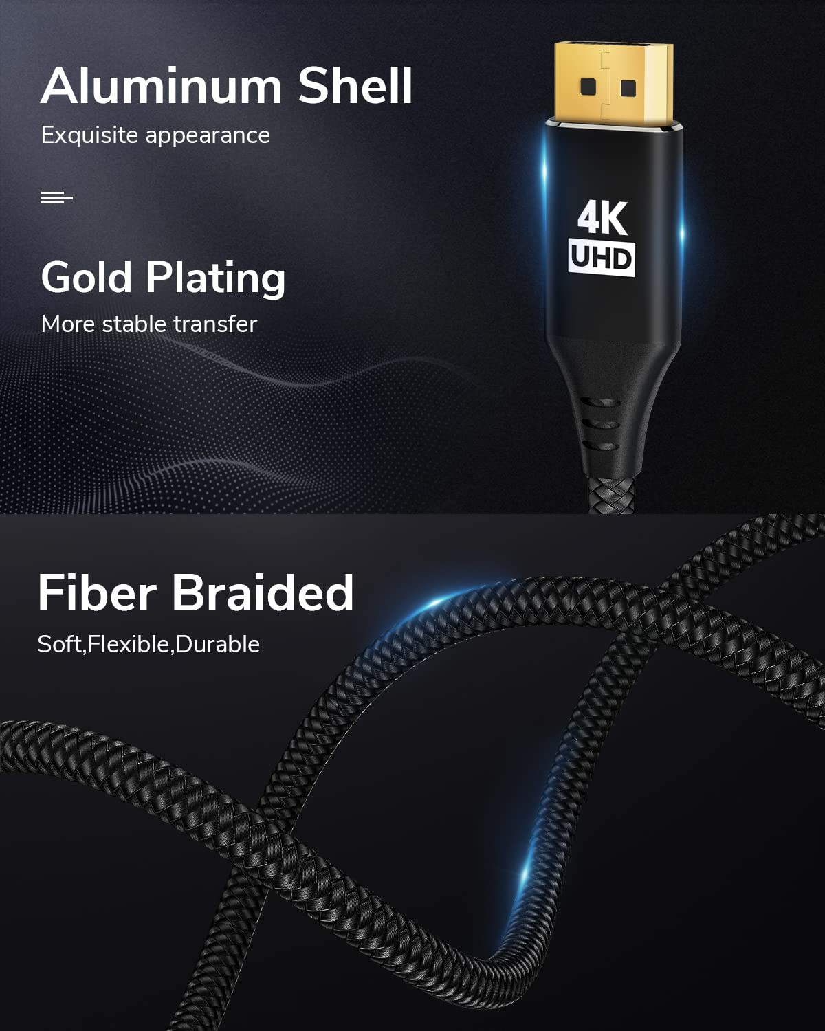 4K 3FT, 1440P/2K@120Hz,4K@30 XG17AHP, DisplayPort to Micro HDMI Cable DP to Micro HDMI Nylon Uni-Directional Cord