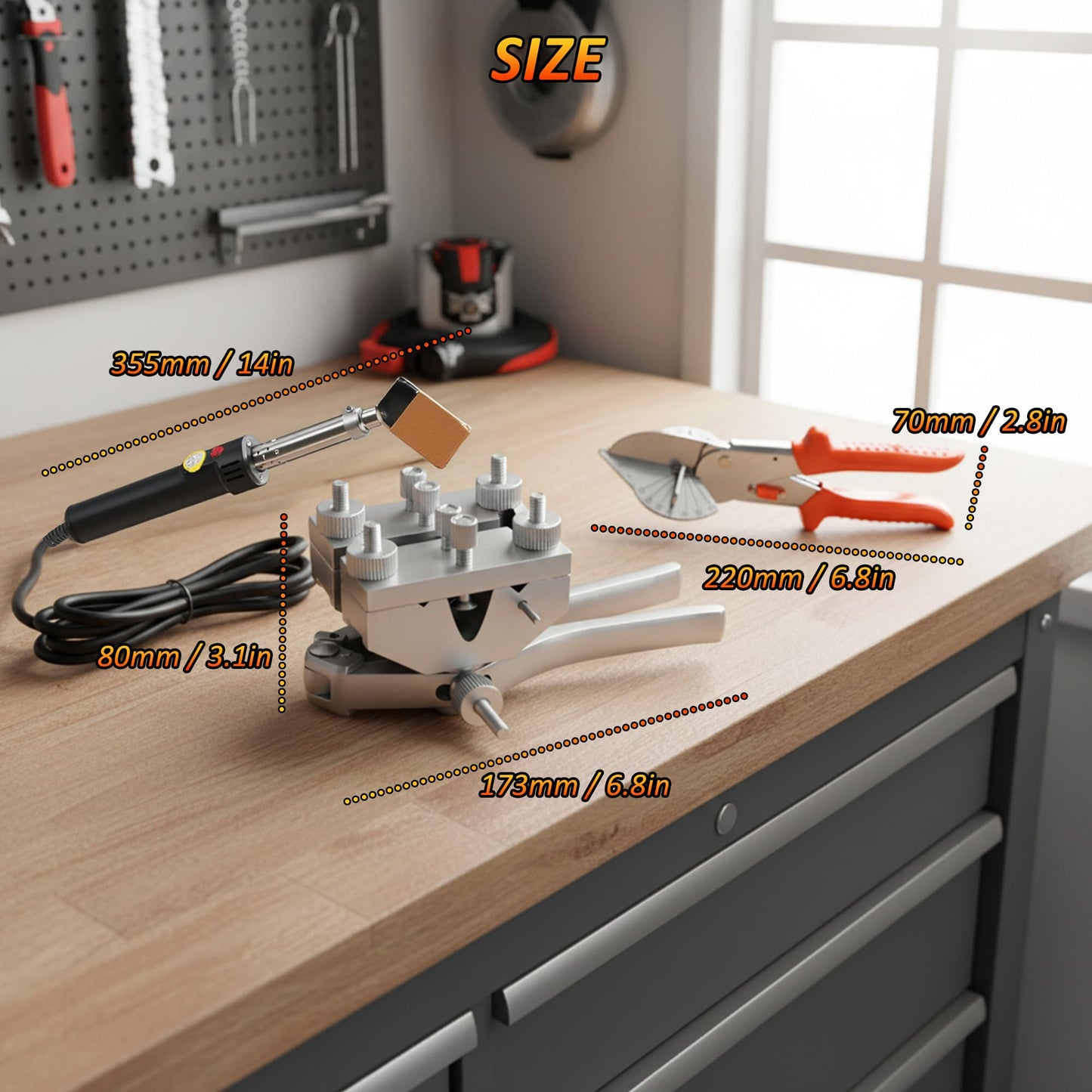 PU Round Belt Welding Machine Set, 110V 200W Electric Polyurethane Belt Soldering Iron with Pliers & Scissors, 150-400℃ Belt Welder Tool Set for PU Belt V-Belt Plastic Joint Fusing Bonding