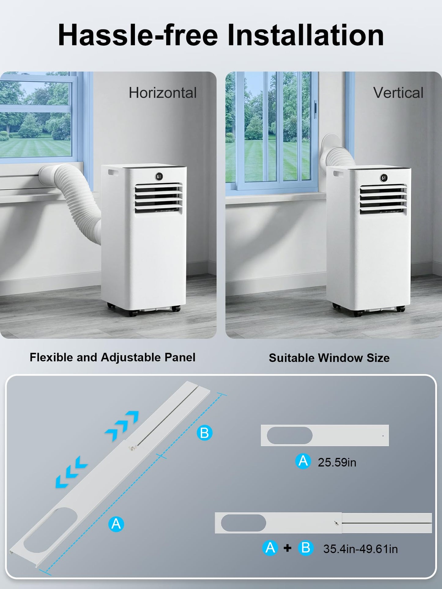 MEPTY 8000BTU Portable Air Conditioners, Portable AC Unit with Dehumidifier, Sleep Mode, 24H Timer, Cools Room up to 350 sq.ft, Room Air Conditioners with Auto-evaporation System for Bedroom