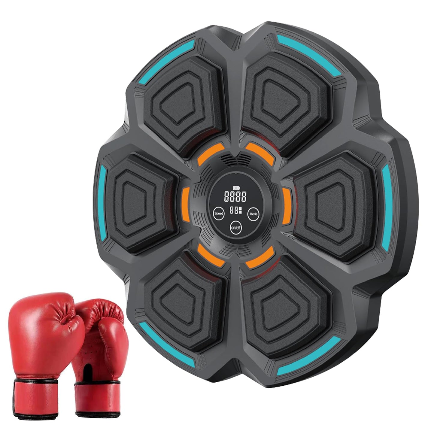 OurStarry New Model Smart Music Boxing Machine for Adults and Kids, Training Machine with LED Electronic Wall Mounted, Home Indoor Workout Equipment with Premium Boxing Gloves (Black 06)
