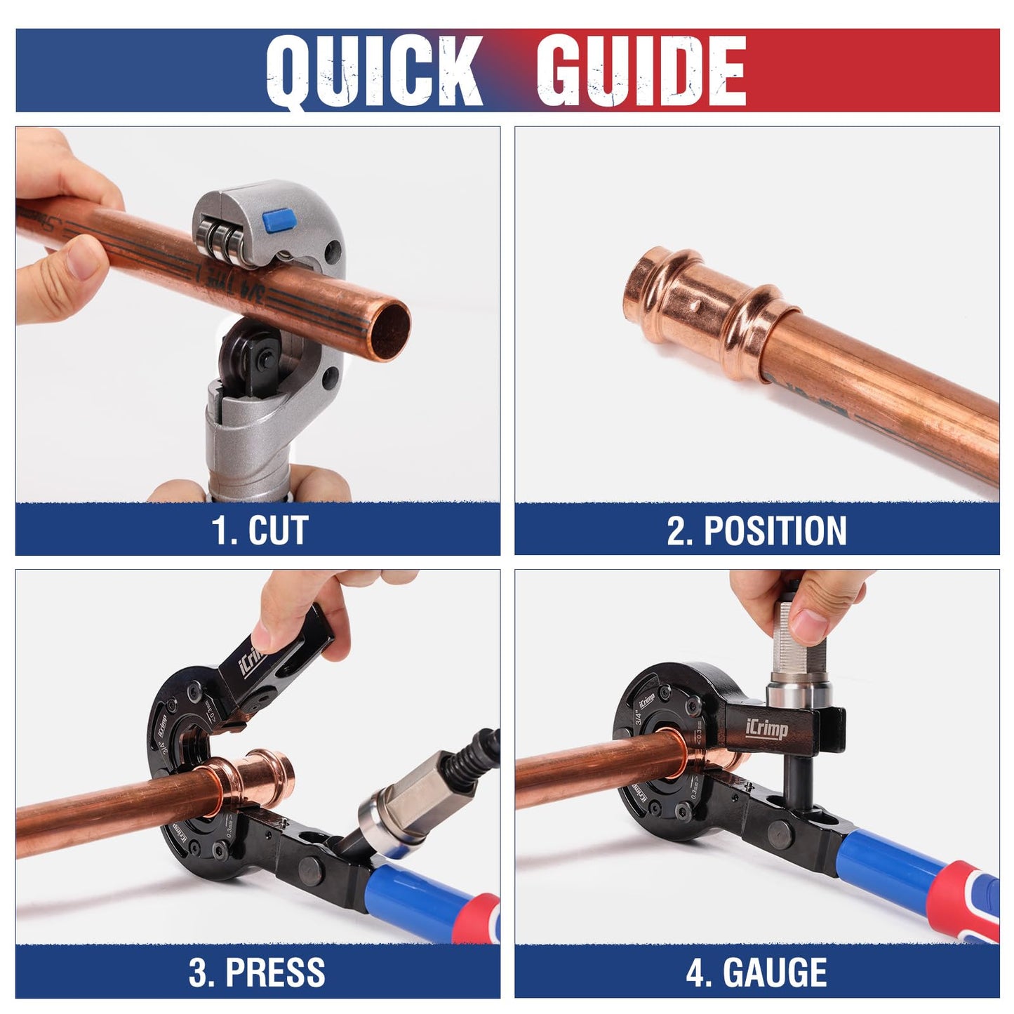 iCrimp IWS-1632CF Copper Pipe Press Tool Kit for 1/2-in, 3/4-in and 1-in Viega Propress Fittings, Driven by Socket Wrench or Impact Wrench