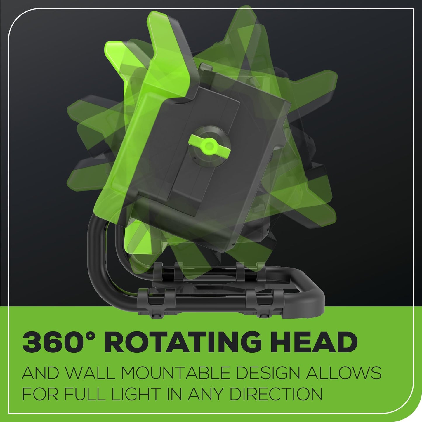 Greenworks Pro 60V (AC/DC) 2500-Lumen LED Work Light, 360° Head Rotation, Tripod Mountable, Portable, Indoor/Outdoor Light, Flood Light, Tool-Only