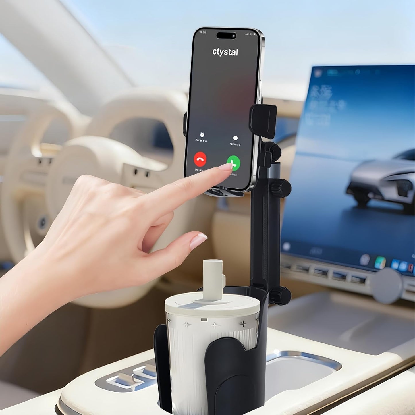 BNTTEAM 4.7-7.2 inch) Upgrade Universal Cup Car Mount Stand Bracket Height Adjustable for All Phone Fit All Car Display