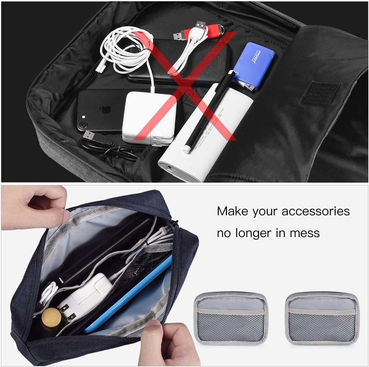 2-Pack Portable Storage Pouch Bag, Universal Electronics Accessories Case Cable Organizer Compatible with Hard Drive