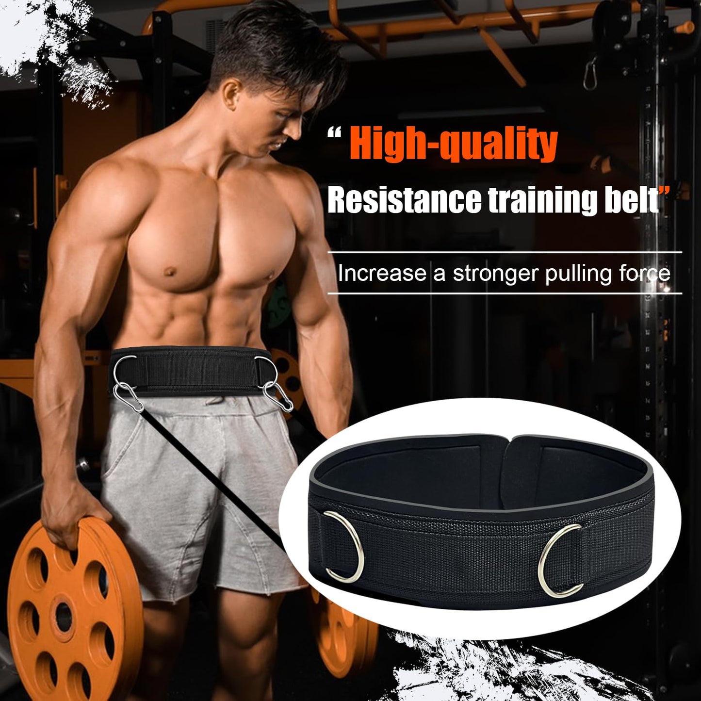 SYIGICE Waist Resistance Belt Neoprene Padded Belt with Rings Gym Pulley Strap for Cable Machines Fitness Exercise Resistance Training