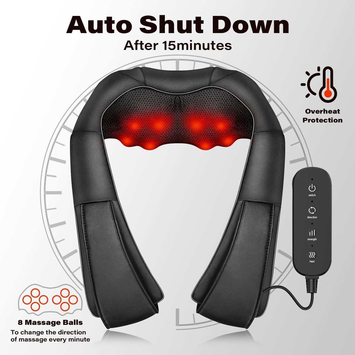 iKristin Neck Massager with Heat, Shiatsu Massager for Neck, Back, Shoulder, Foot and Leg, Deep Tissue 3D Kneading Massage for Relax Muscles at Home and Offie,Back Massagers for Women and Men
