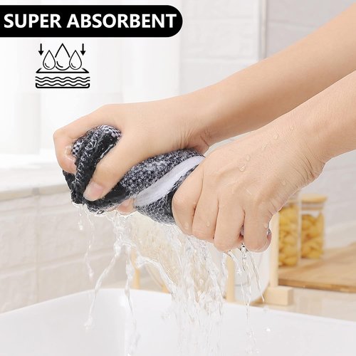 Homaxy Kitchen Towels - 100% Cotton Waffle Weave, Super Soft & Absorbent | 4-Pack, 13 x 28 Inches, White & Black