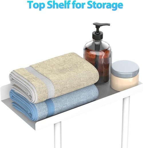 Liuoud Towel Rack - Wall Mounted Vertical Towel Storage Organizer with Shelf | Holds 6 Large Bath Sheets, White
