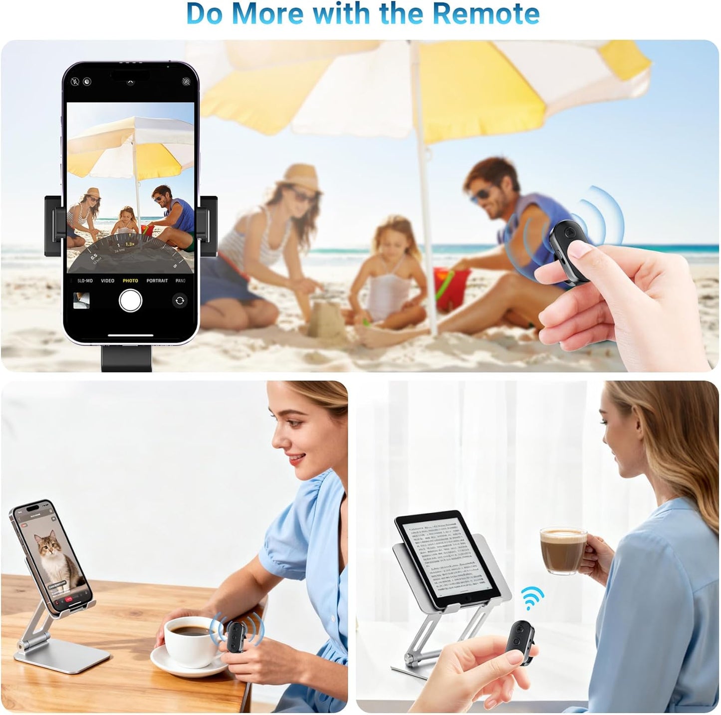 Kefotic Phone Remote with Zoom for iPhone Android Camera Accessories, Phone Front/Rear Camera Flip Wireless Shutter