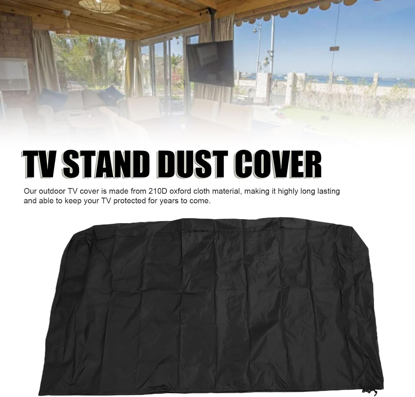 Eminchu 210D Outdoor TV Stand Cover, Rainproof Dust Proof TV Cover, Elastic Band with Oxford Cloth, Ideal for Patio