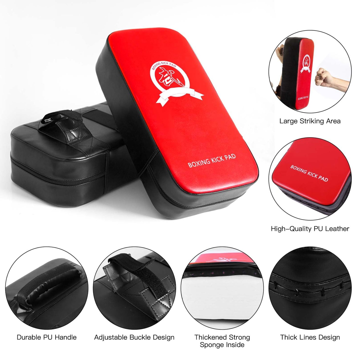 SEISSO 2 Pcs Taekwondo Kickboxing Pads + 2 Pcs Punching Mitts for Karate Training Target Thai Pads Punching Kit Kick Punch Pad Kicking Strike Shield MMA Martial Art for Men Women Gym