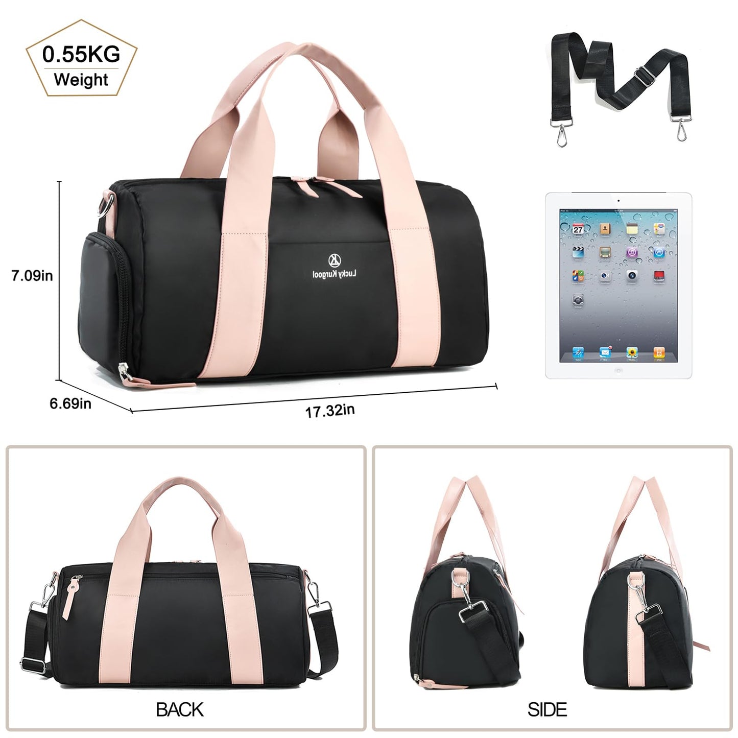 Small Gym Bag for Women with Wet Pocket & Shoes Compartment, Cute Mini Sport Duffel Gym Tote Bags for Yoga, Workout, Dance, Swim