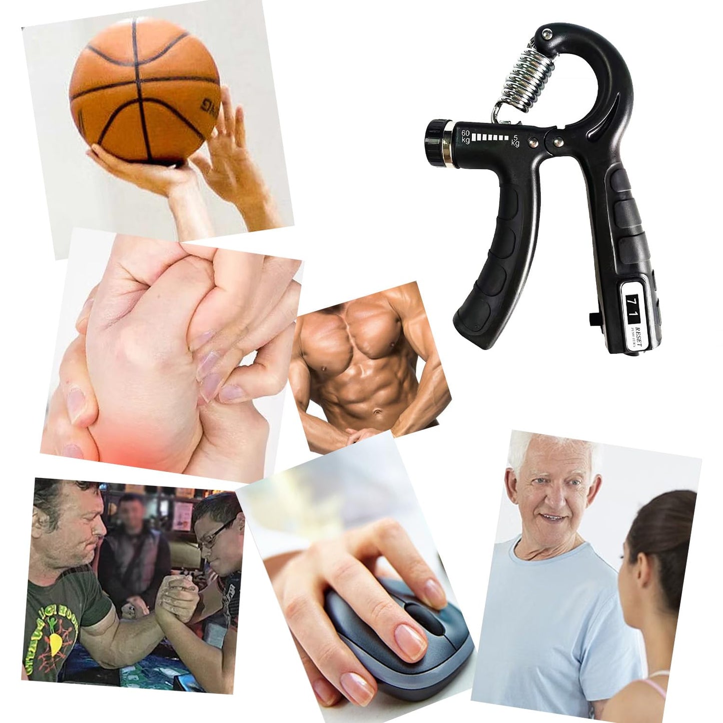 Strengthener Hand Grip Trainer Number Counter Forearm Finger Wrist Gripper Exerciser 5-60kg Adjustable Stretcher Squeezer Workout
