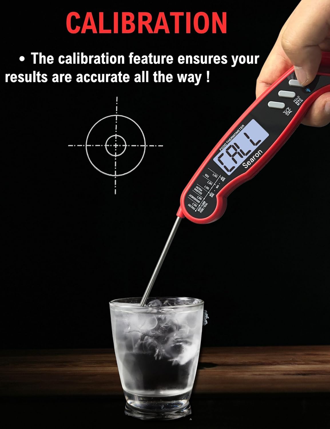 Searon Digital Meat Thermometer - Instant Read, Waterproof Design for BBQ, Grilling & Baking