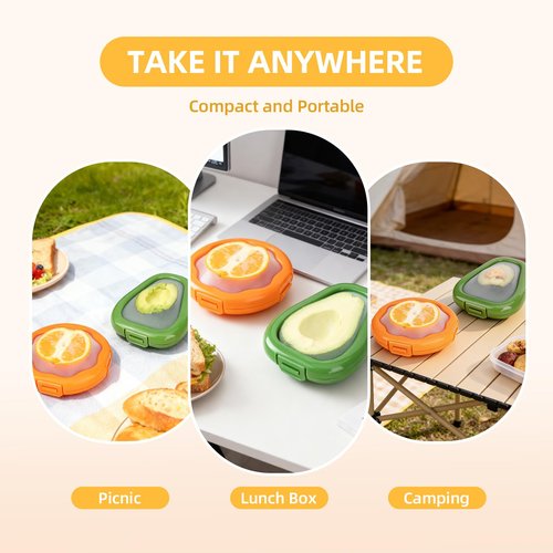 KMOSENIA 2pc Fruit Storage Containers for Fridge, Avocado Saver and Onion Storage Set, Reusable Silicone Food Storage Containers for Tomatoes, Lemons, and Potatoes (2)