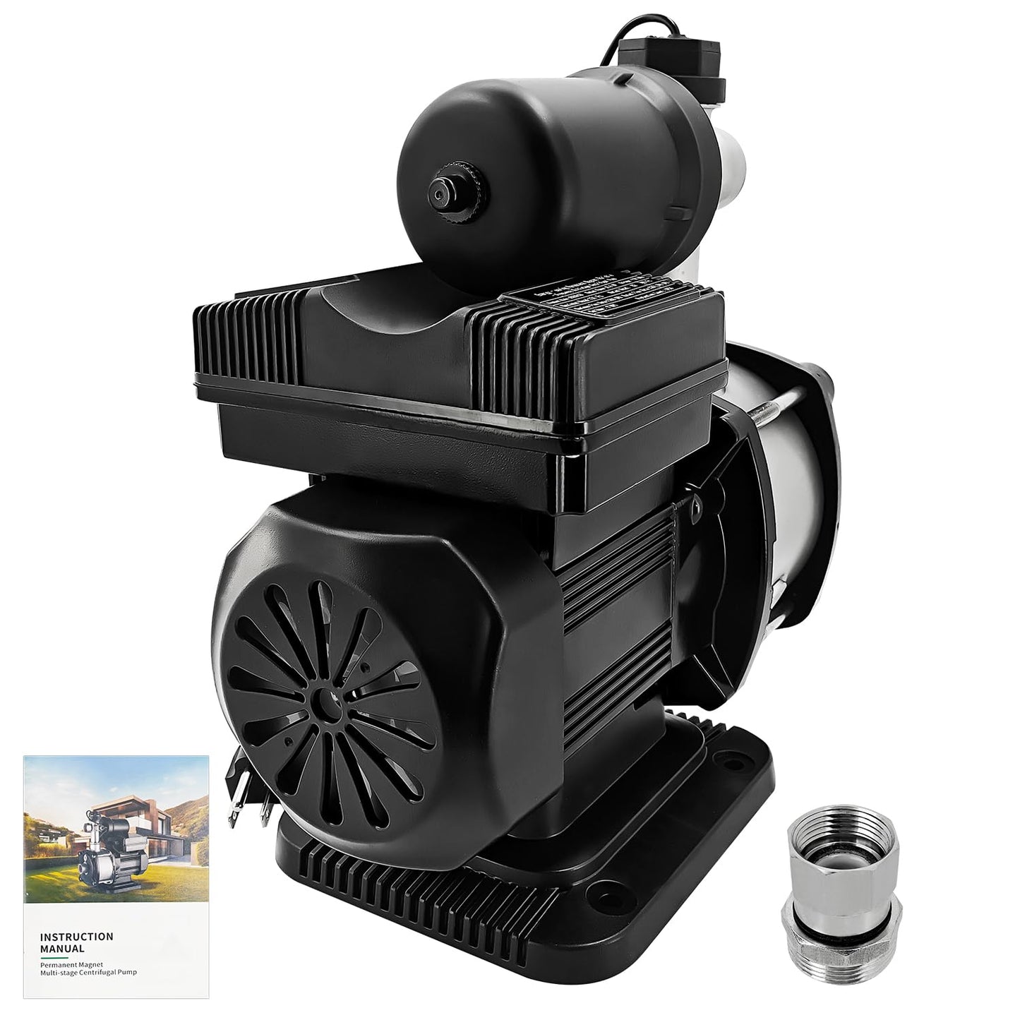 450w 57PSI Smart Water Pressure Booster Pump 1" NPT 21GPM, 115VAC 60Hz Boosts 7 Water Outlets for Home Shower Irrigation Energy Saving Multistage Centrifugal Pump