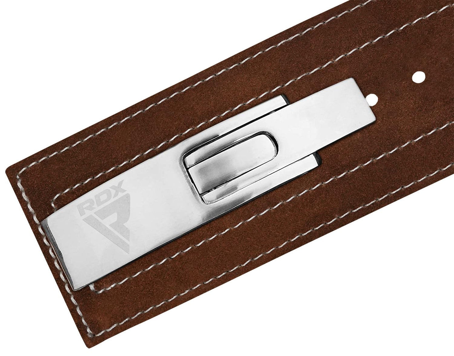 RDX Powerlifting Belt for Weight Lifting, Approved by IPL and USPA, Lever Buckle Gym Training Leather Belt 10mm Thick 4 inches Lumbar Back Support Men Women Bodybuilding Deadlifts (Brown White, XL)