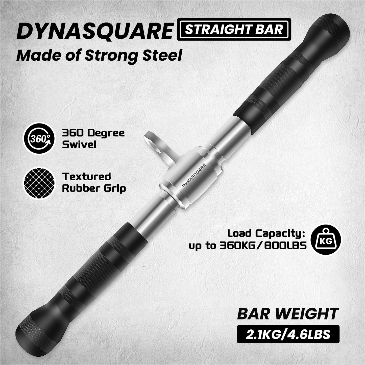 DYNASQUARE Tricep Press Down Cable Machine Attachment, Body Building, LAT Pulldown Attachments, Home Gym Accessories, Double D Handle, V Bar, Tricep Rope, Pull Down Bar