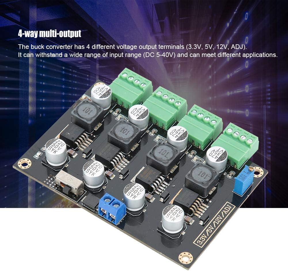 ASHATA 3.3V/5V/12V/ADJ Converter,LM2596 4-Way Multi-Channel Switching Power Supply Module with Adjustable Voltage