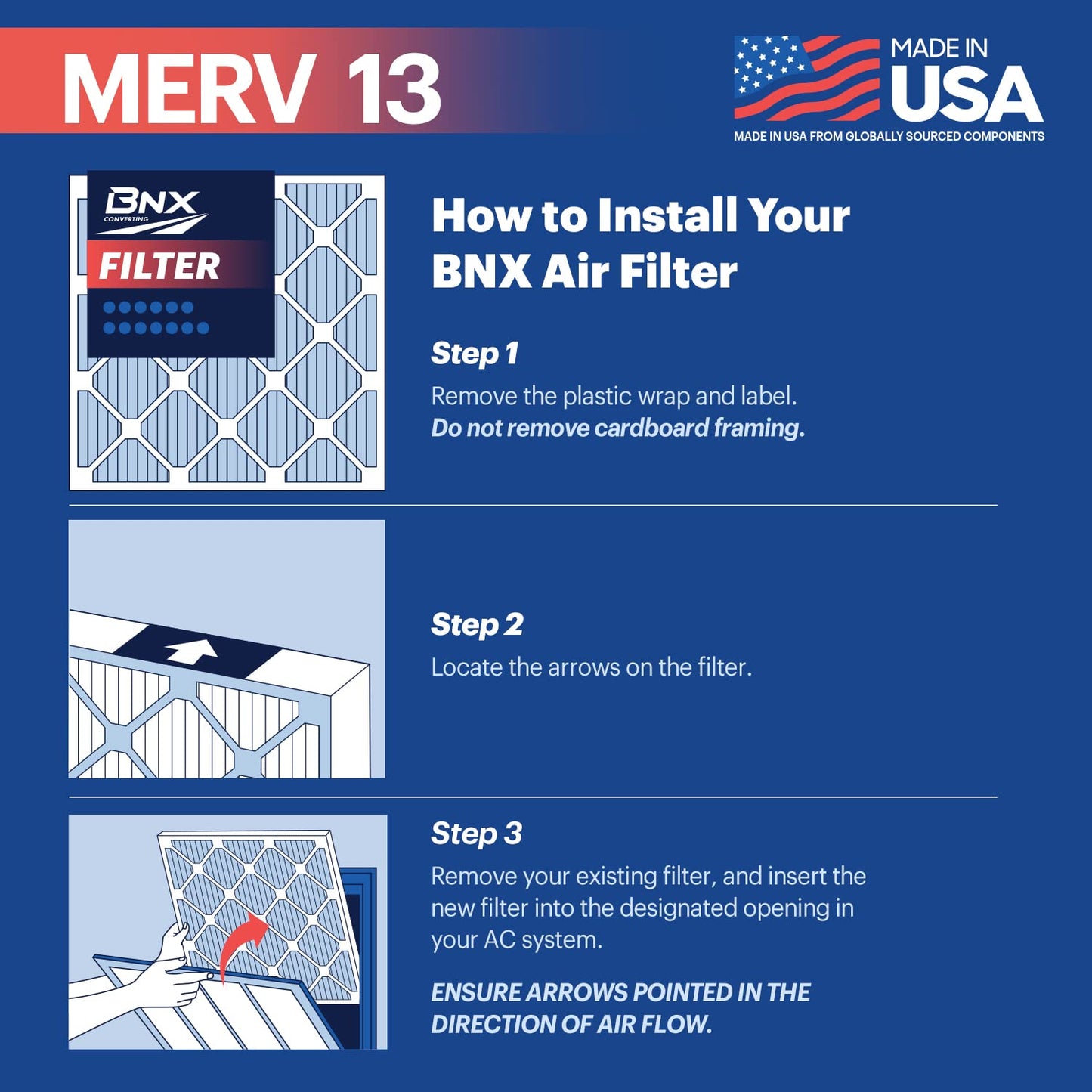 BNX TruFilter 20x20x1 MERV 13 (12-Pack) AC Furnace Air Filter - MADE IN USA - Electrostatic Pleated Air Conditioner HVAC AC Furnace Filters - Removes Pollen, Mold, Bacteria, Smoke
