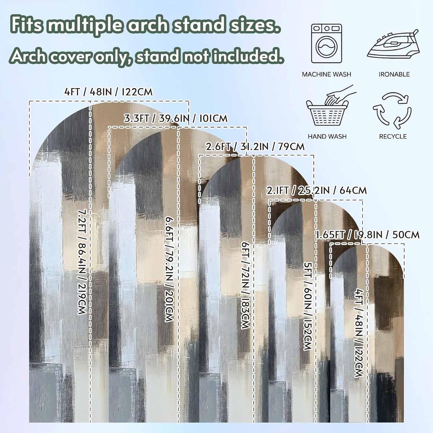 Jnbasdffb 7.2 Modern Grey Brown Wedding Arch Cover,Stretchy Spandex Arch Backdrop Stand Covers FT,Abstract Oil Painting