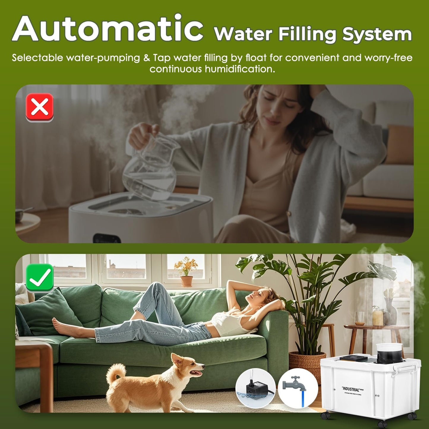 Mxmoonant 10kg/H Ultrasonic Mist Maker DIY Humidifier Kit, Adjustable Mist Volume | Automatic Water Filling | Humidity Controller Cool Mist Humidifier for Mushroom Growing, Greenhouses 110V