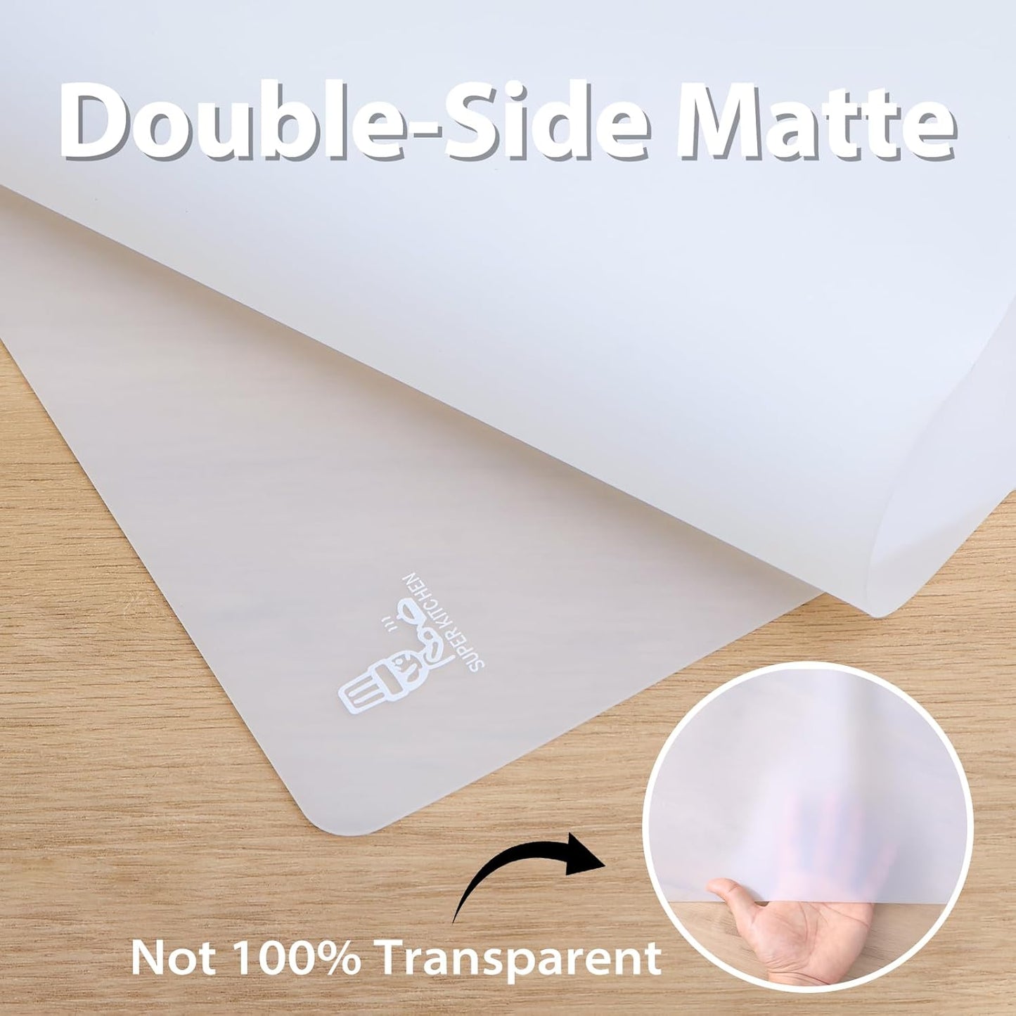Skiennix Thick Silicone Counter Mat - Heat Resistant Kitchen Table Protector | Large 23.4" x 15.6" Clear