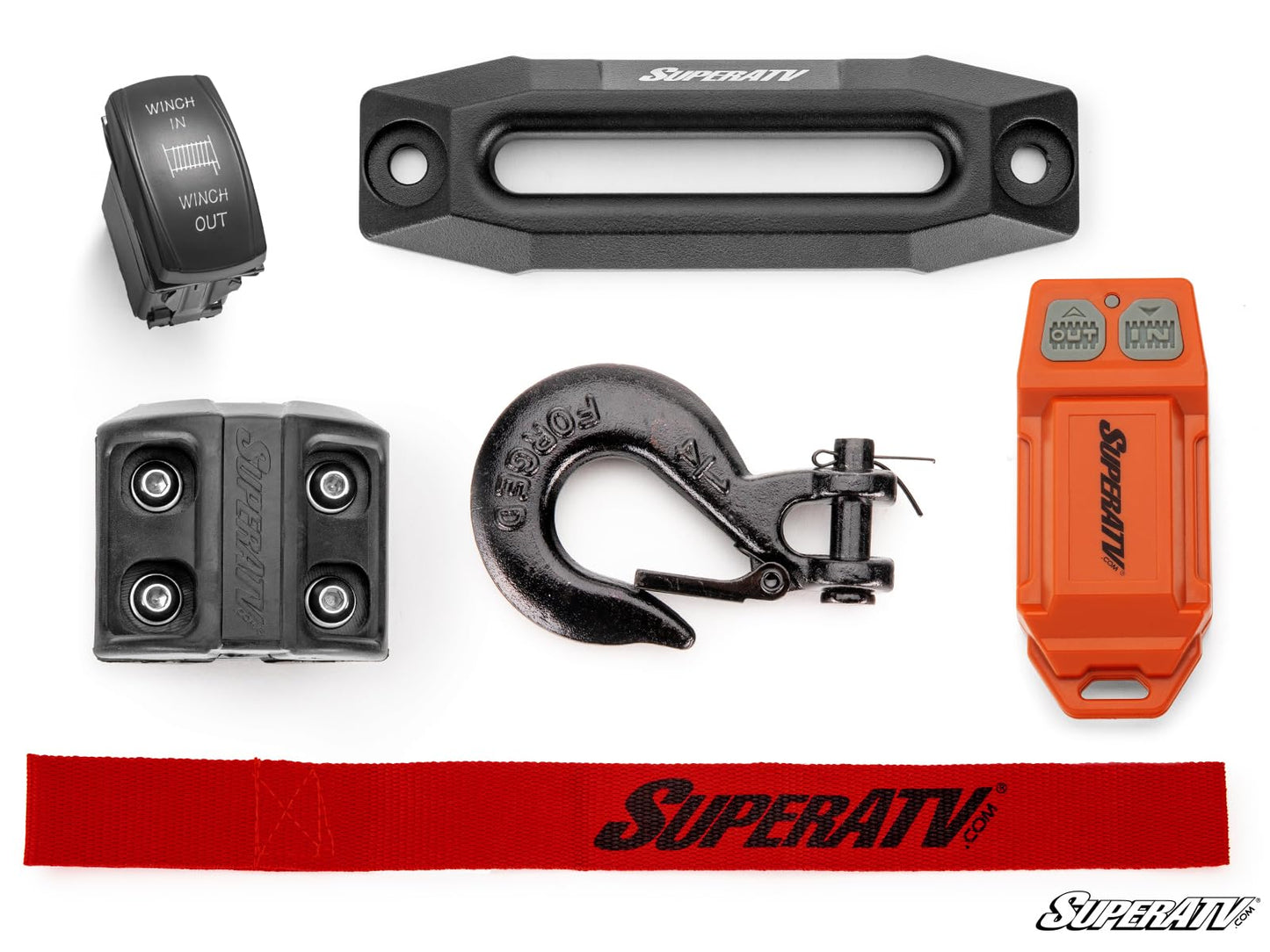 SuperATV Black Ops 6000 LB Winch Kit For UTV/ATV | Includes 50' Synthetic Rope | Permanent Magnet DC 12V, 1.9 HP Motor And More
