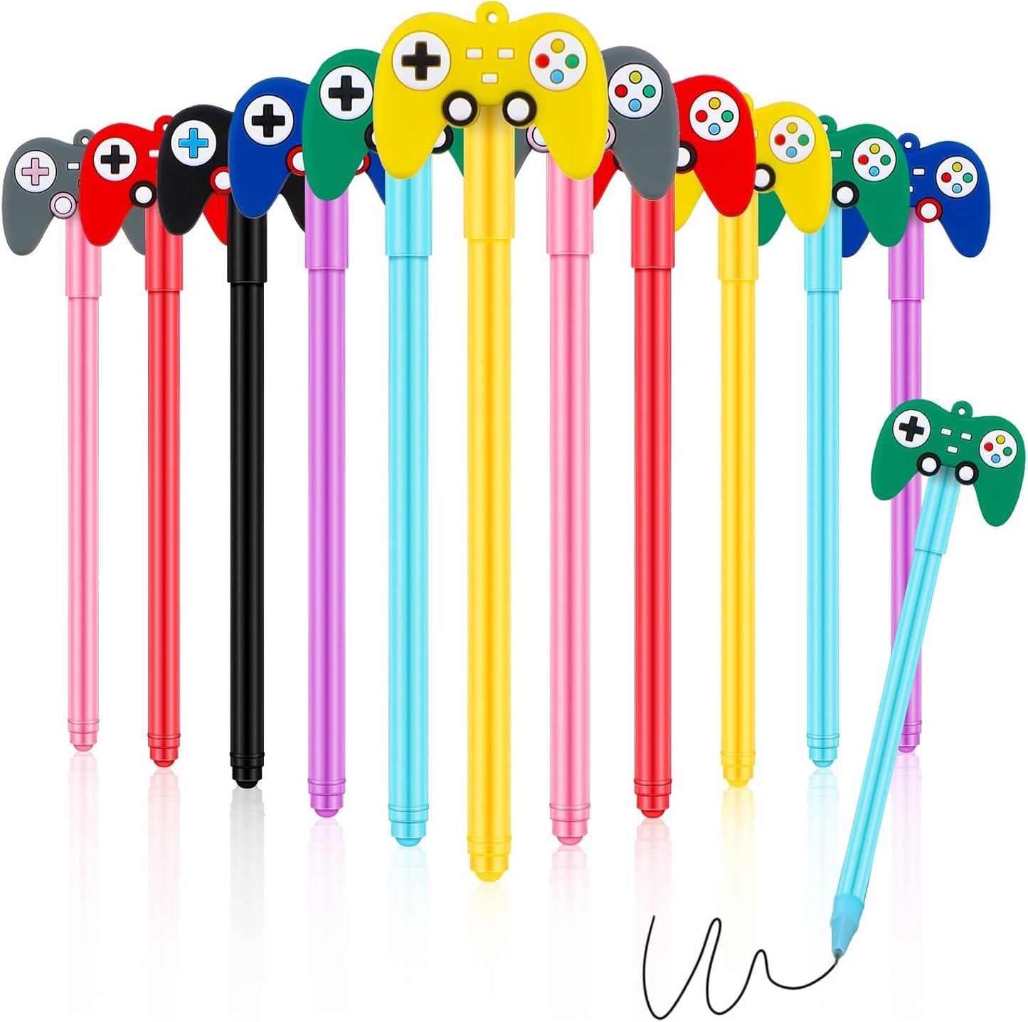 Tinlade 24 Pcs Video Game Pens - Fun Gamer Party Favors for Birthdays | Multicolor Controller Ink Pens