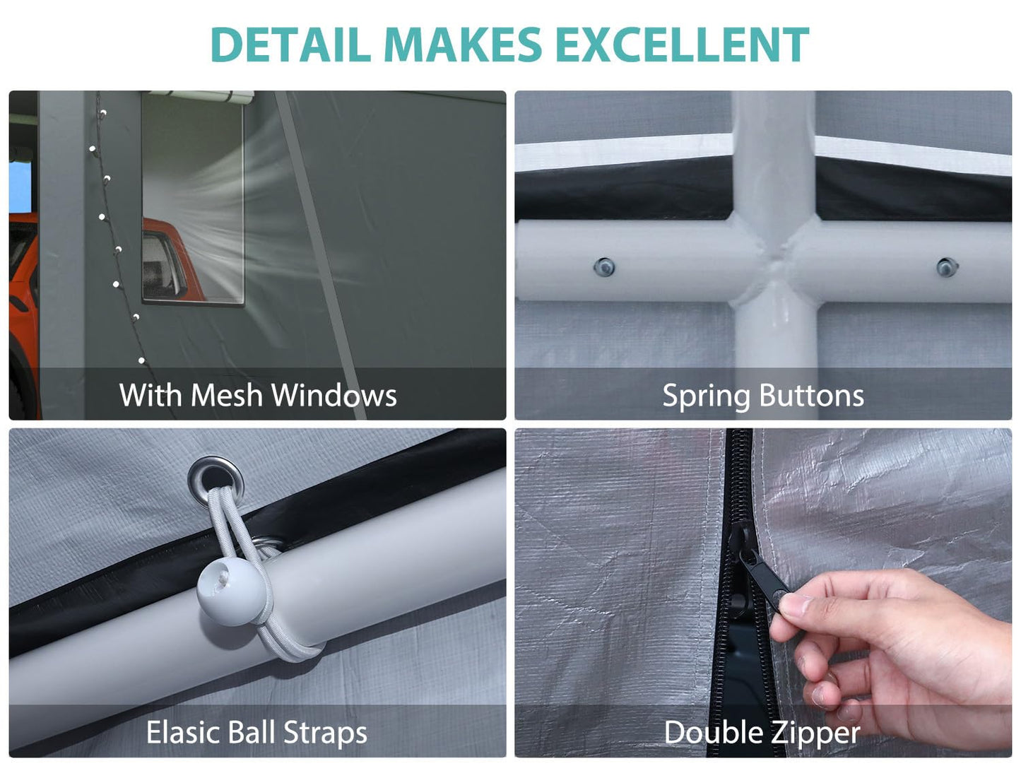 2 Car Carports Heavy Duty 20X20 FT,Carport Canopy,Car Port with 180G Removable Side Walls,Portable Car Port Garage,Car Shelter All Weather,Gray