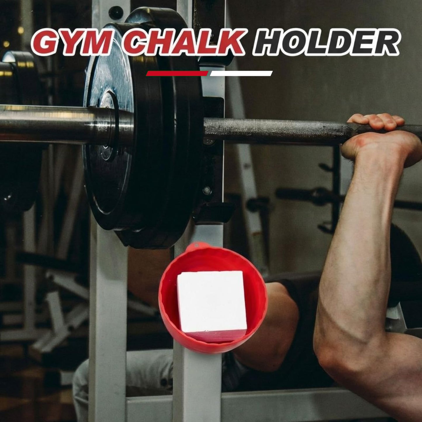 SiliFine Gym Chalk Bowl Magnetic Weightlifting Chalk Holder Workout Bucket Chalks Blocks for Weightlifting Multi Position Storage Bowl Container Accessory, Curved Magnetic Nuts and Bolts Tray(Red)