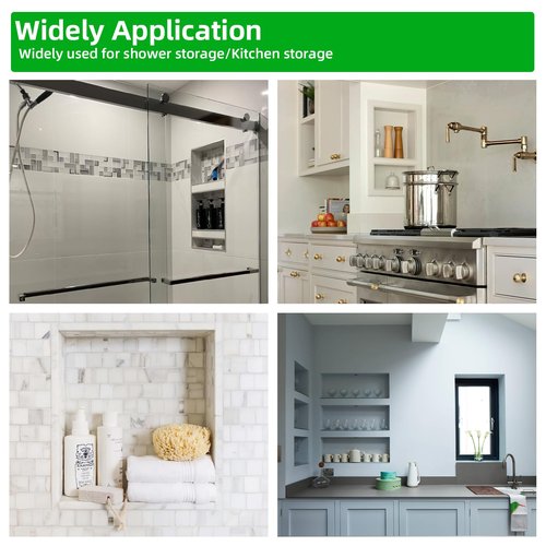 JIANBENKJ Shower Niche Insert Tile Ready 12"x6",Niche for Shower Wall,Waterproof Ready-to-Tile Niches Recessed Box Shelf for Showers Wall Bathroom Renovation/Soap Storage,Outer Size 16"x10",Depth 4”