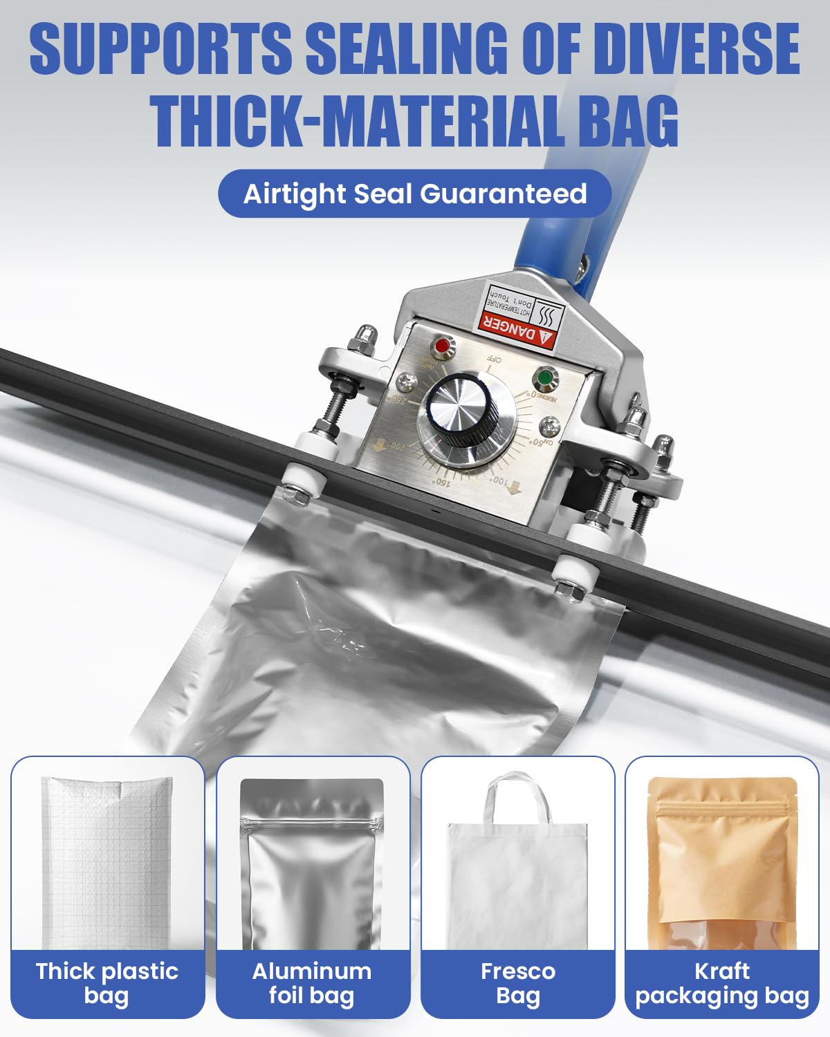 Frstem Portable Hand Held Bag Sealer,Crimp Heat Sealer,Bag Heat Sealer Machine for Kraft Bag,Foil Bag,Plastic Bag Snack Bag and Food Storage (20 inches)