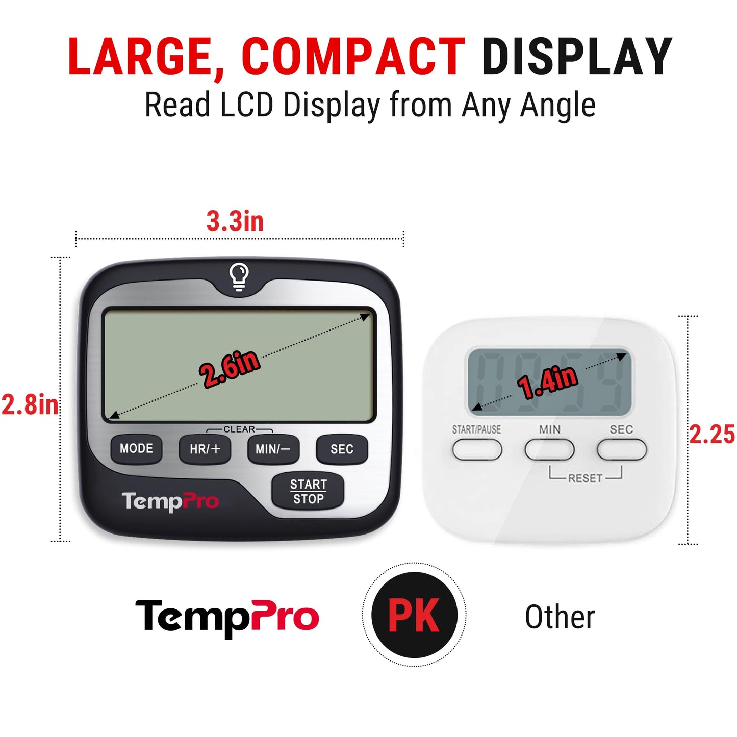 TempPro TM01 Kitchen Timers for Cooking with Count Up Countdown Timer, Digital Timer for Kids Students with Touch Backlight, Study Timers for Classroom Teacher Supplies(Previously ThermoPro)