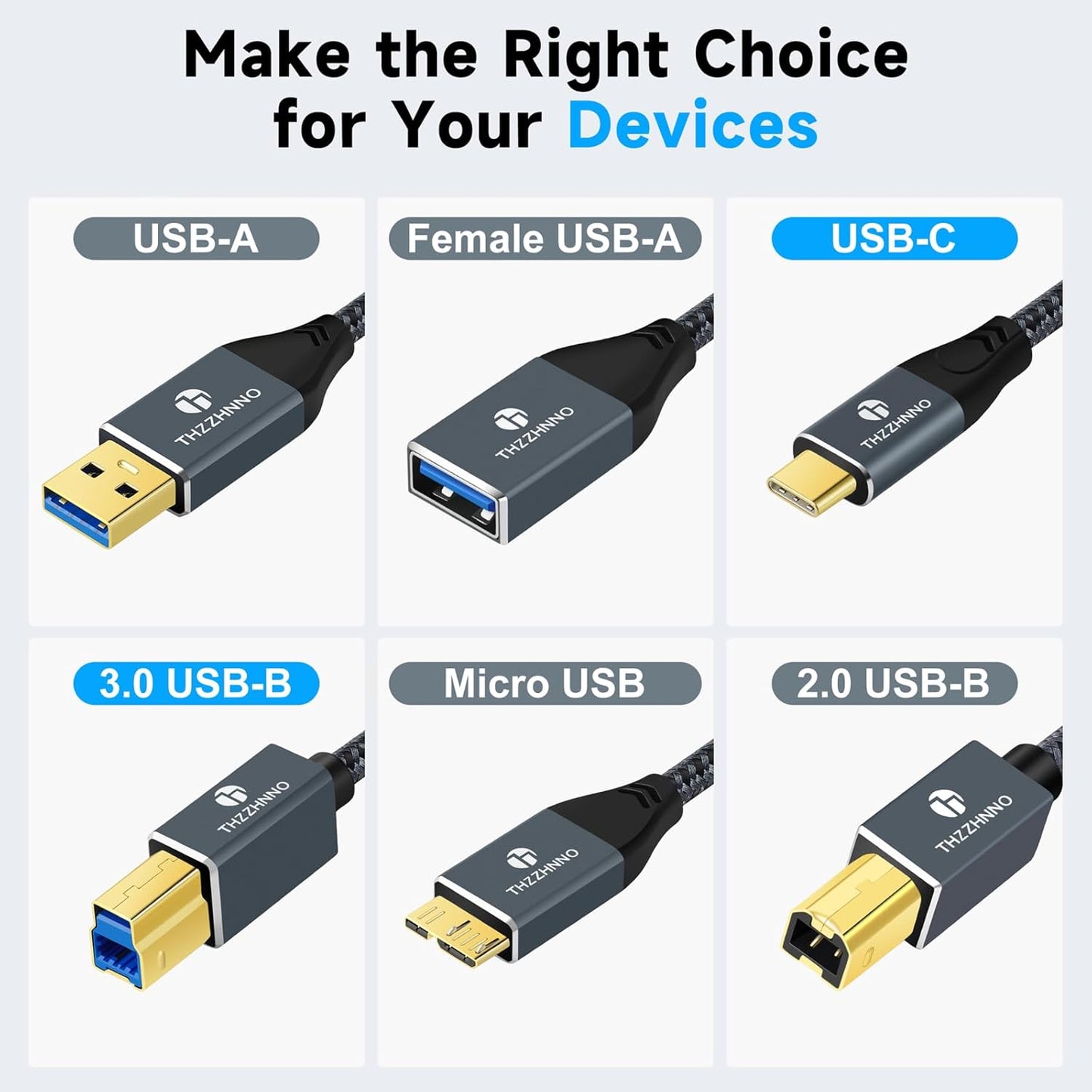 3.3FT, 3.0 3.1 USB C to USB B Cable Type C Male to Type B Male Printer Cable USB Type B Compatible with Docking