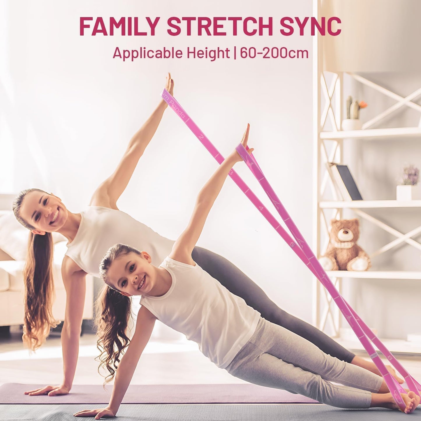 Slim Panda Stretch Strap, Multi-Loop for Physical Therapy,Elastic Yoga Stretching Strap for Dance,Yoga, Pilates & Gymnastics Exercise, Ballet Stretching Band for Flexibility, Leg Stretching