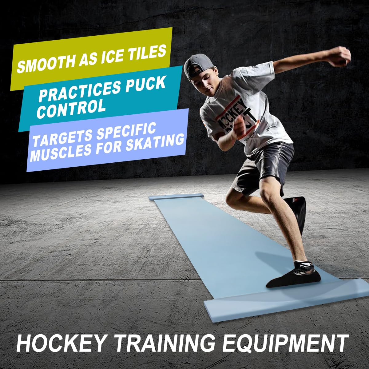 kasifei 6ft Slide Board, Portable Ice Hockey Training Aid, Hockey Training Equipment for Low-Impact, Home Gym Workout and Sports Training