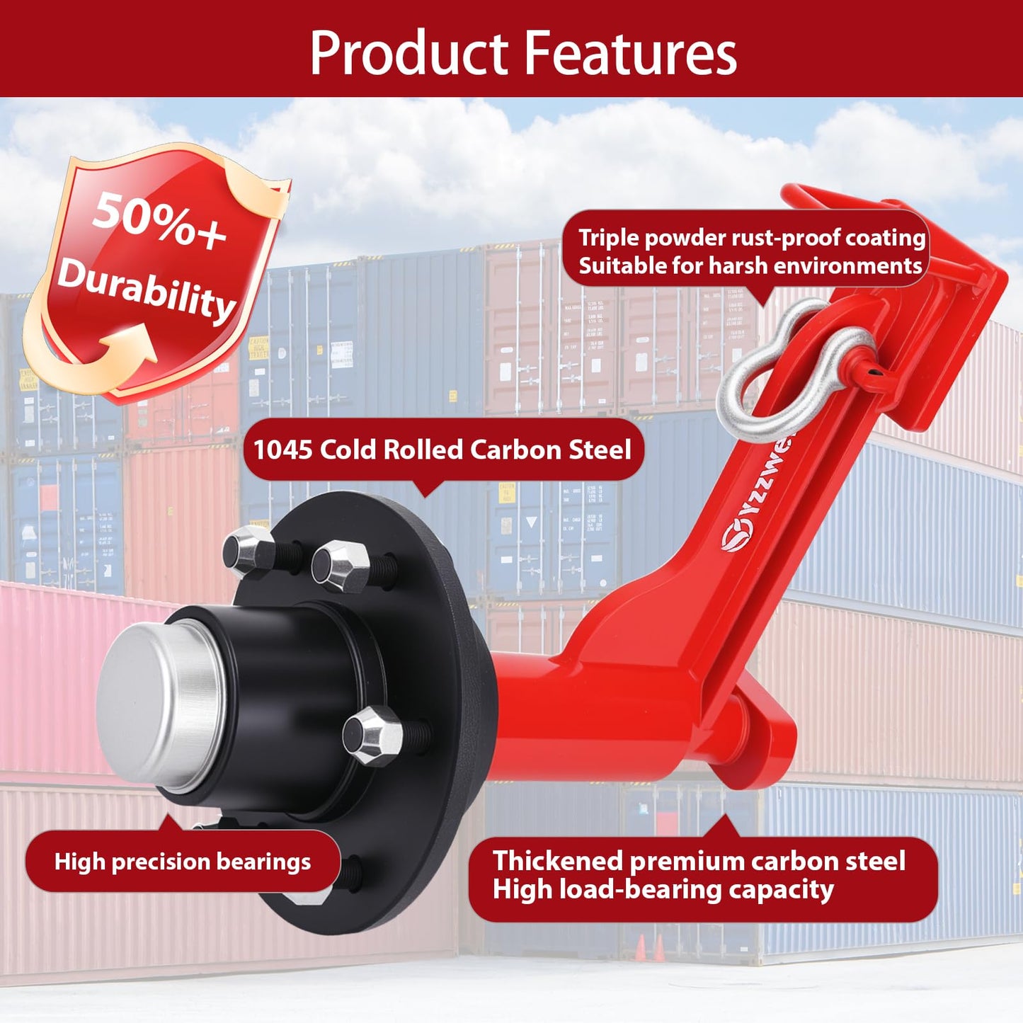 Yzzwer Shipping-Container Wheels Kit Accessories - Upgrade 6-Lug Heavy Duty Shipping Container Axle Wheels for Moving 20ft - 40ft Container 2 Pack